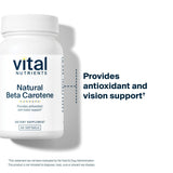 Vital Nutrients beta carotene: etiquette claire sans allergènes et traçabilité fiable