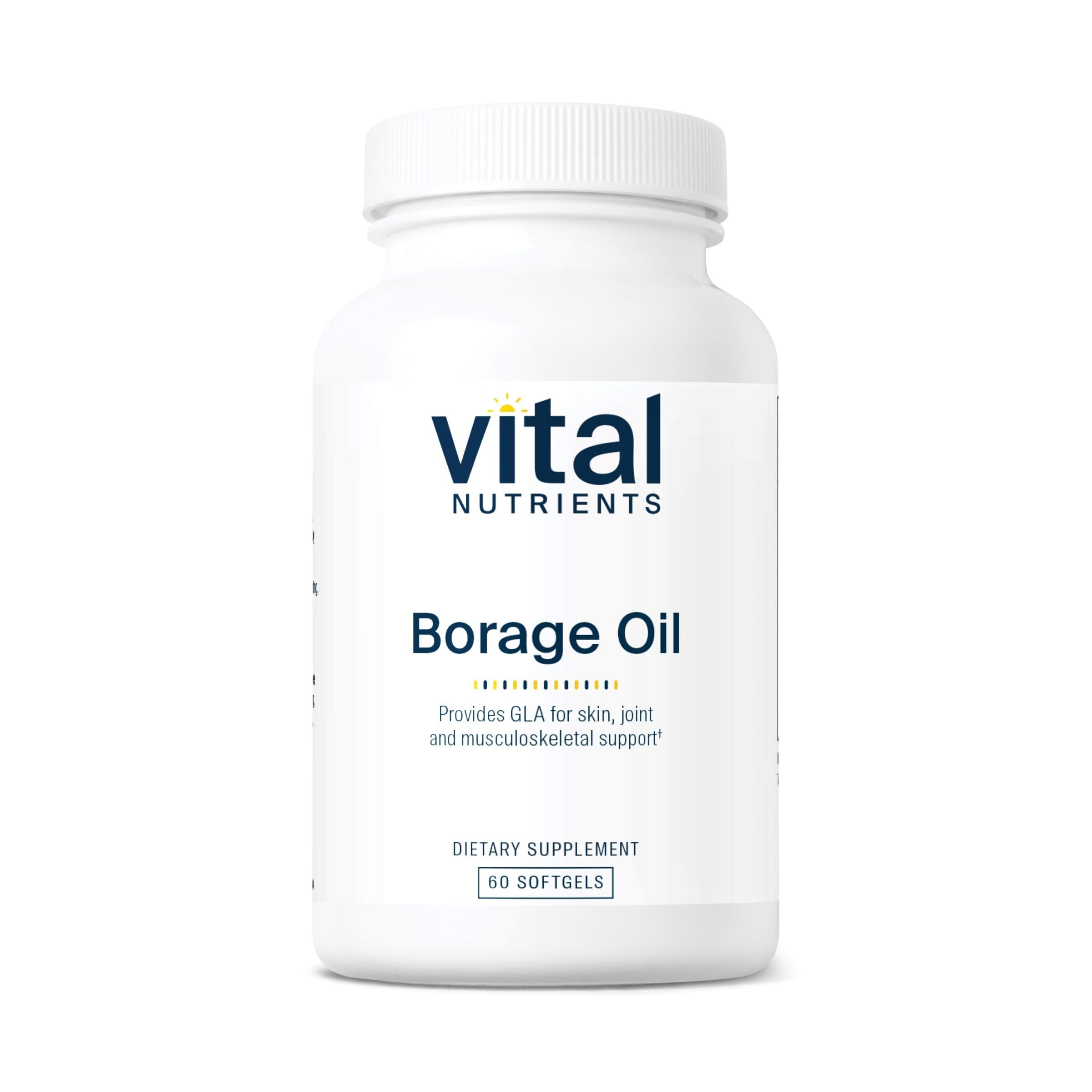 Vital Nutrients Borage Oil 1000mg : bouteille montrant la dose élevée pour la peau