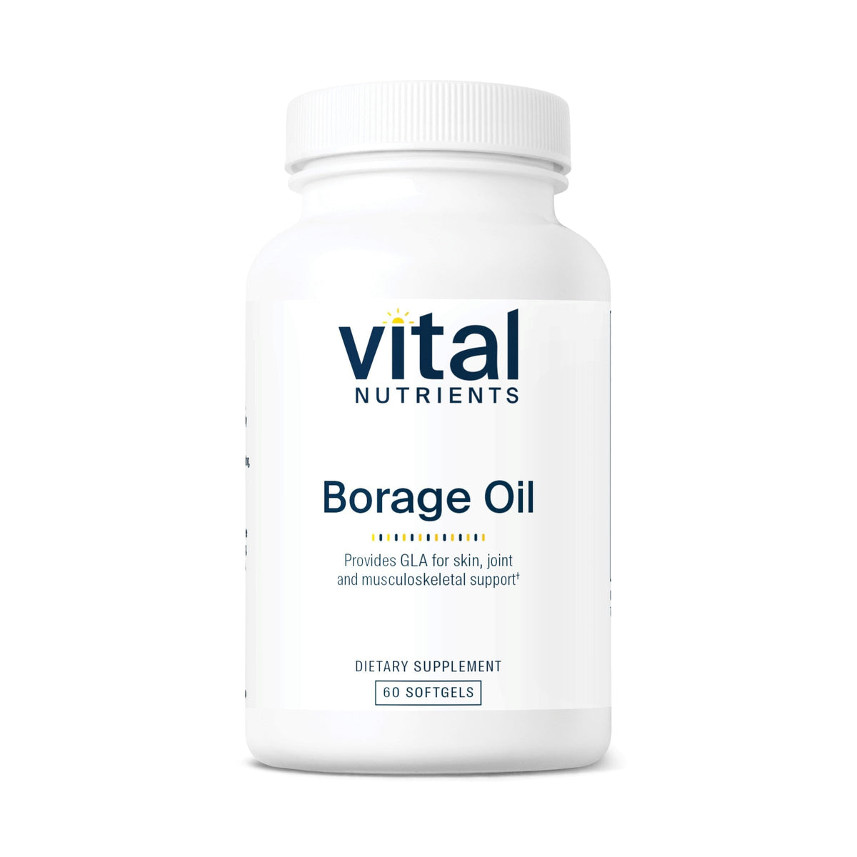 Vital Nutrients Borage Oil 1000mg : bouteille montrant la dose élevée pour la peau