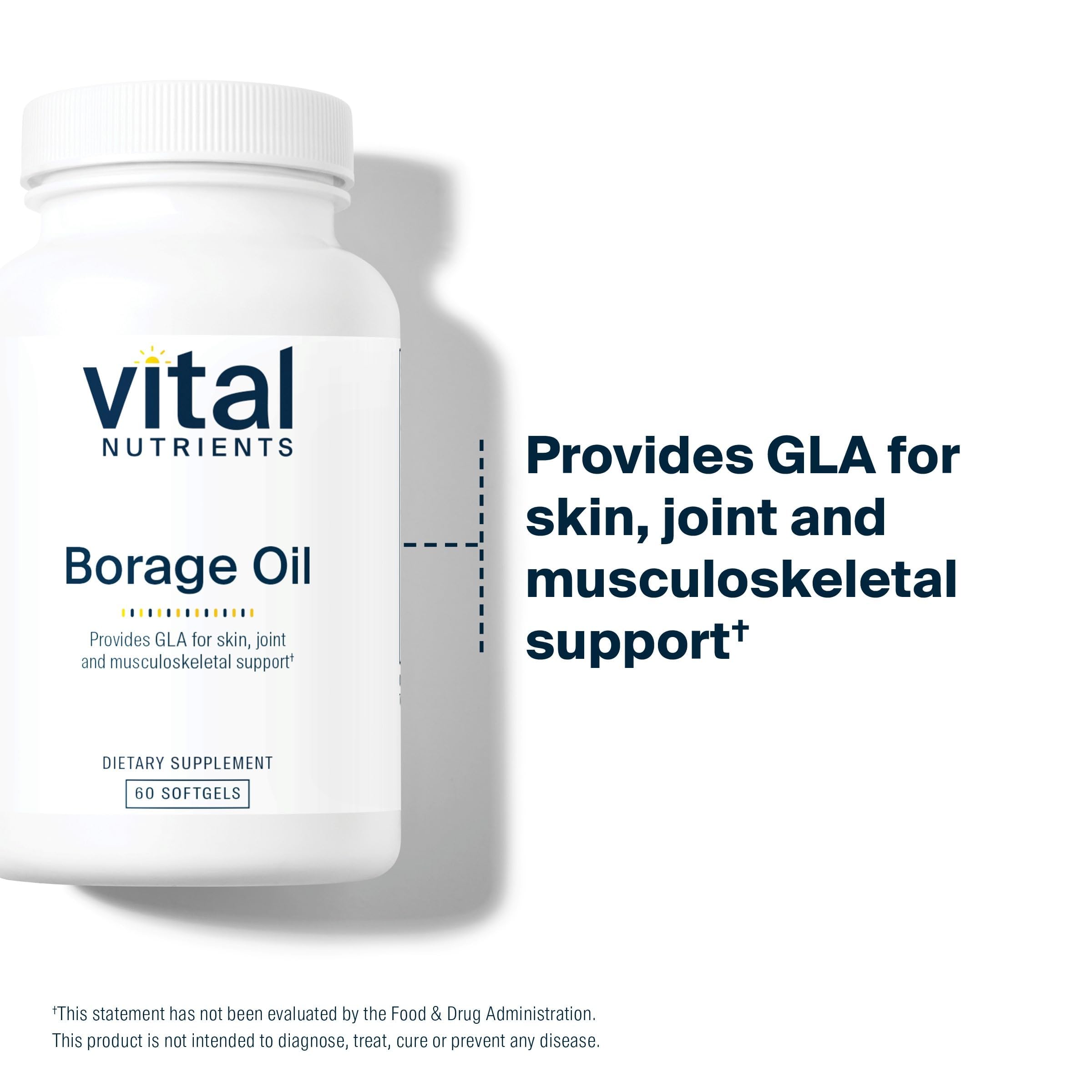 Étiquette Vital Nutrients Borage Oil : ingrédients propres et sans OGM