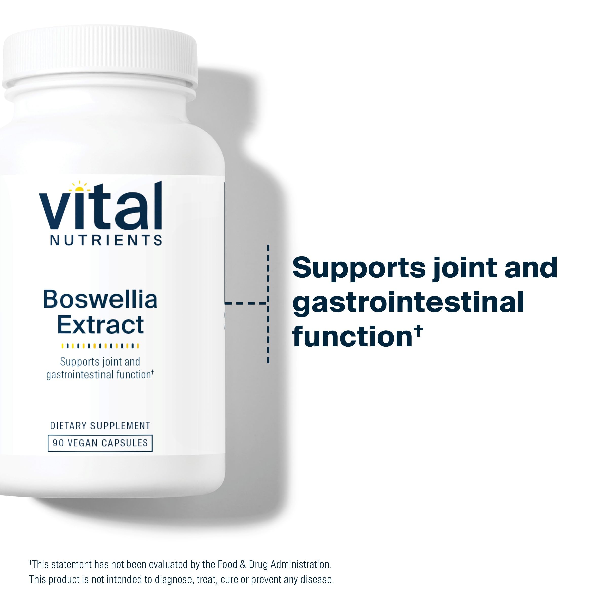 Vital Nutrients Boswellia Extract 400mg, emballage écoresponsable: ingrédients purs et traçabilité.