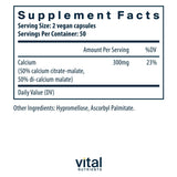 Vital Nutrients Calcium Citrate Malate – étiquette claire et produit végan sans OGM.