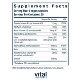 Vital Nutrients Tyrosine et vitamines B – capsules près de l’étiquette, soutien mémoire et attention.