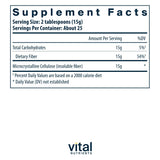 Close-up of Vital Nutrients cellulose fiber powder texture.