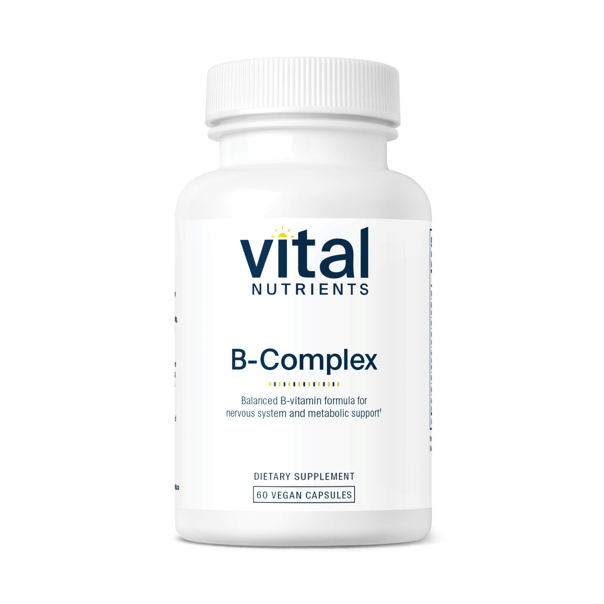Vital Nutrients complexe B vegan flacon – énergie soutenue et métabolisme équilibré.
