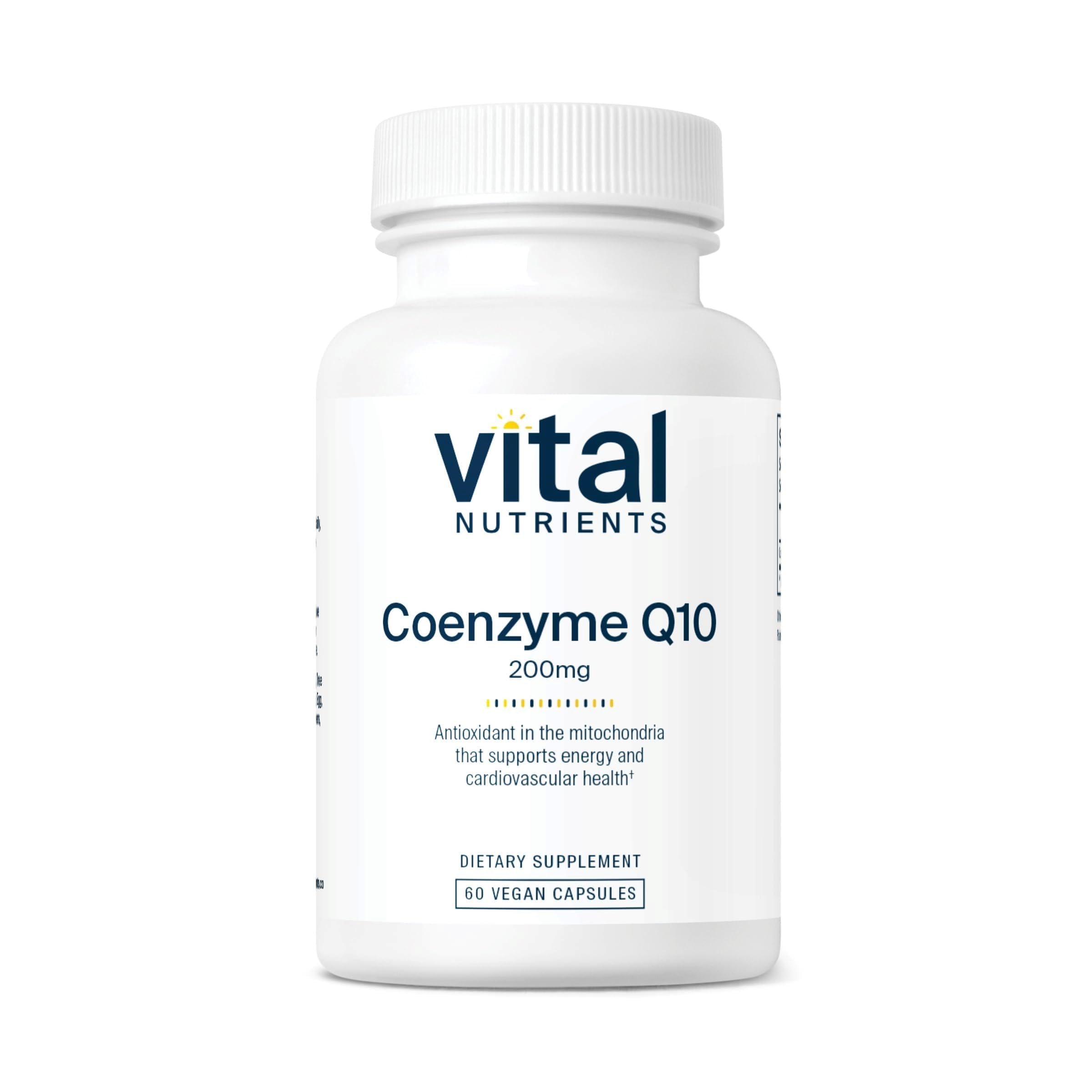 Vital Nutrients CoQ10 200mg – bouteille visible, soutien potentiel au cœur et à l'énergie.