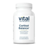 Vital Nutrients Cortisol Balance: bouteille en train de verser, soutien potentiel a l'energie et au calme.