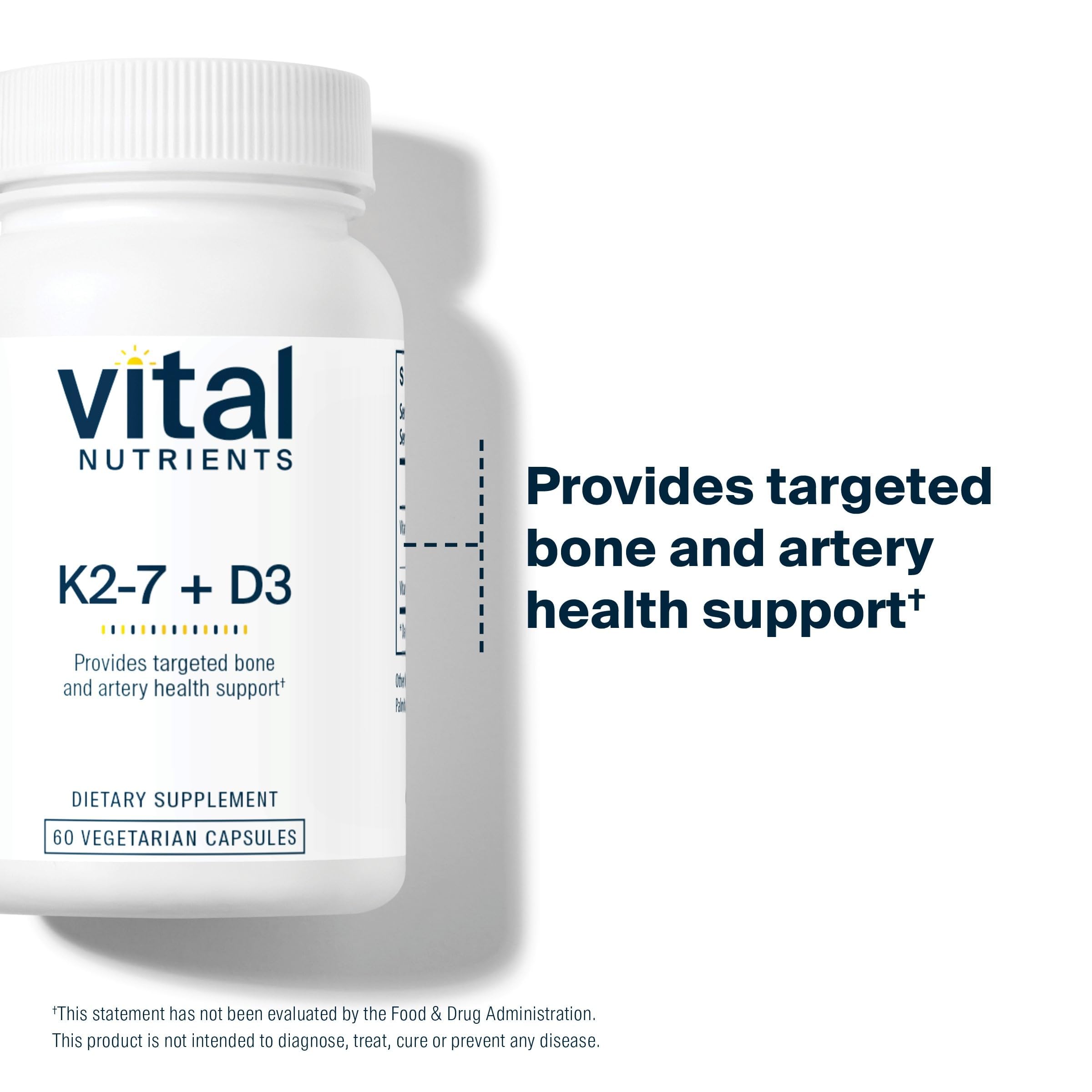 Vital Nutrients D3 K2 etiquette sans allergènes, choix sain.
