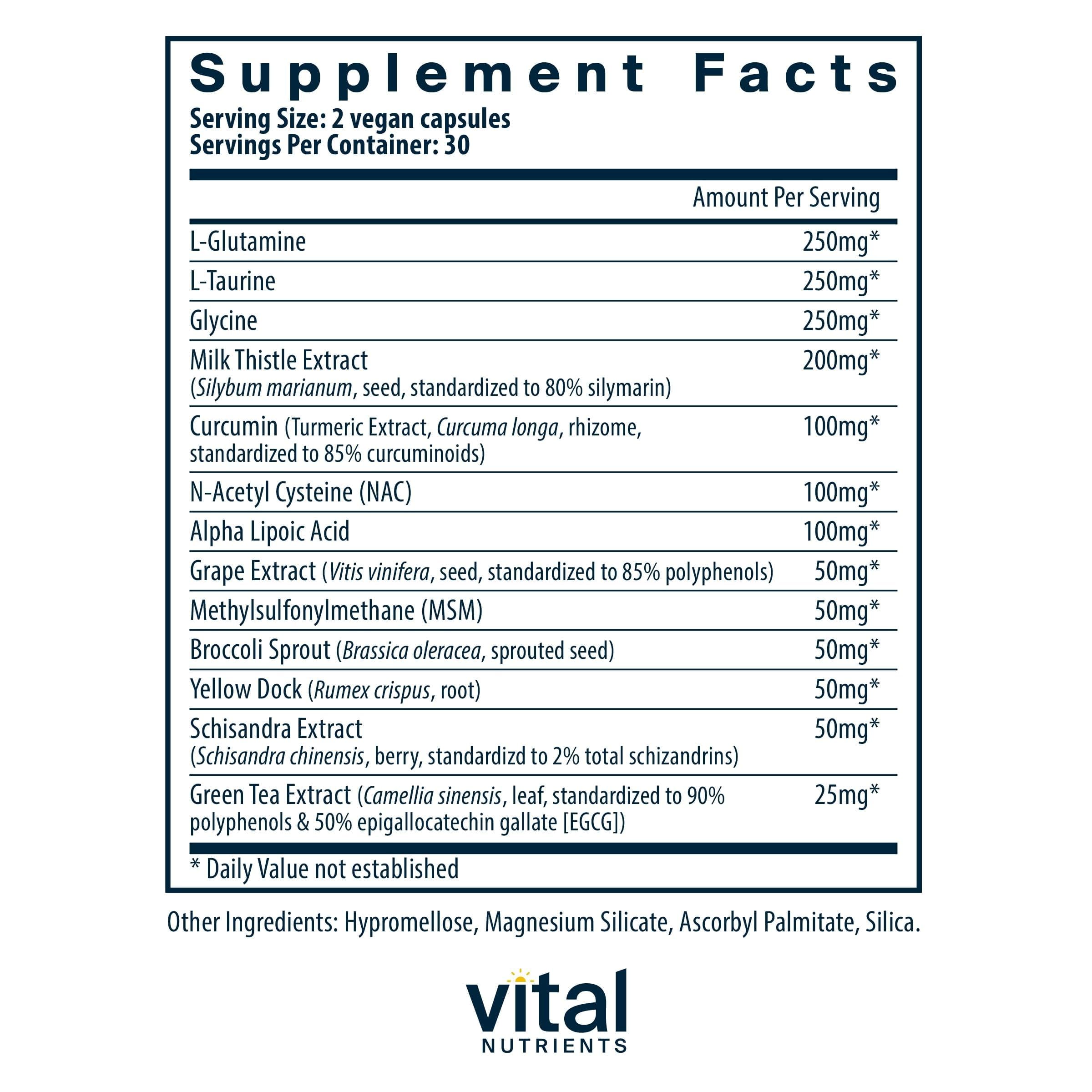 Vital Nutrients Detox Formula capsules option végane et sans allergènes pour une routine santé.