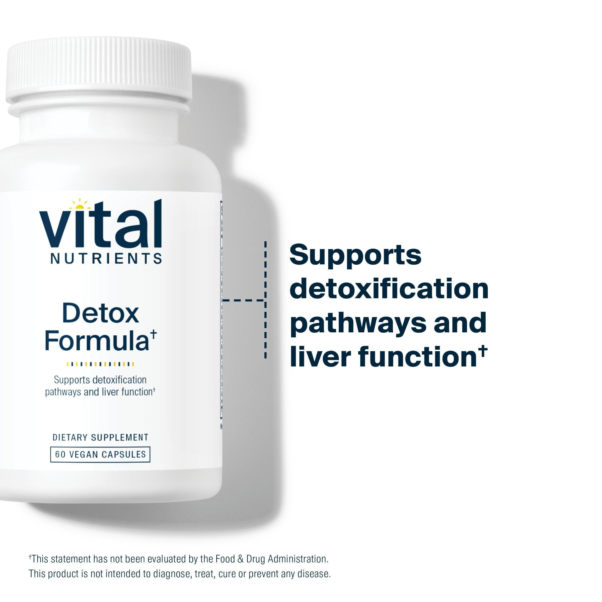 Vital Nutrients Detox Formula etiquette-label transparence sur les ingrédients et la qualité.