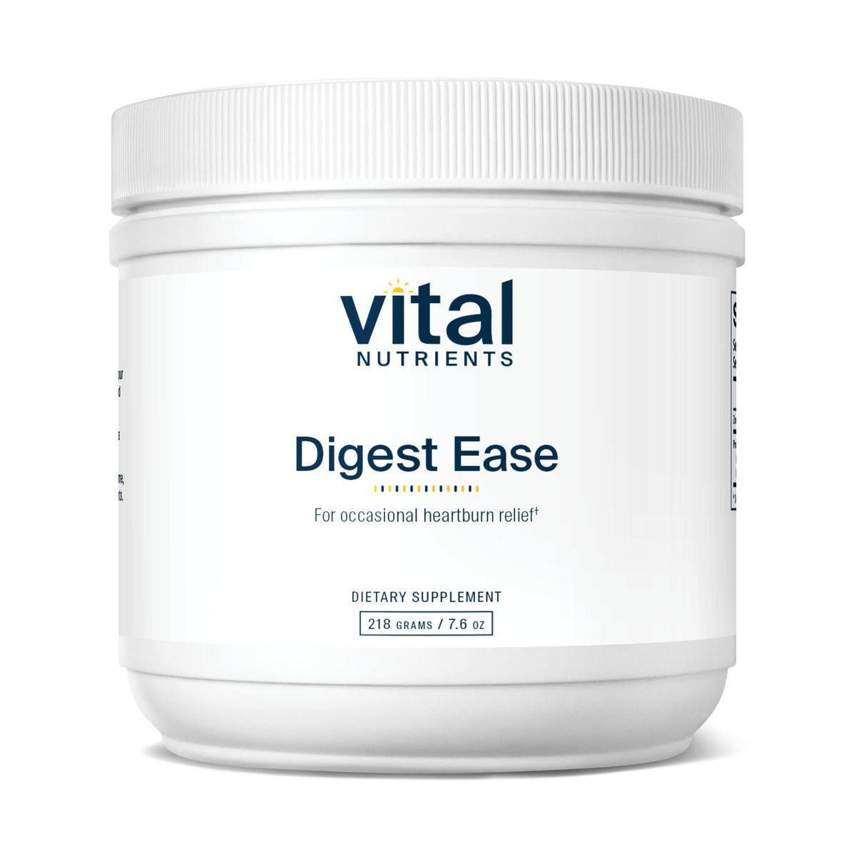 Vital Nutrients Digest Ease emballage mis en valeur, pratique pour un soulagement occasionnel.