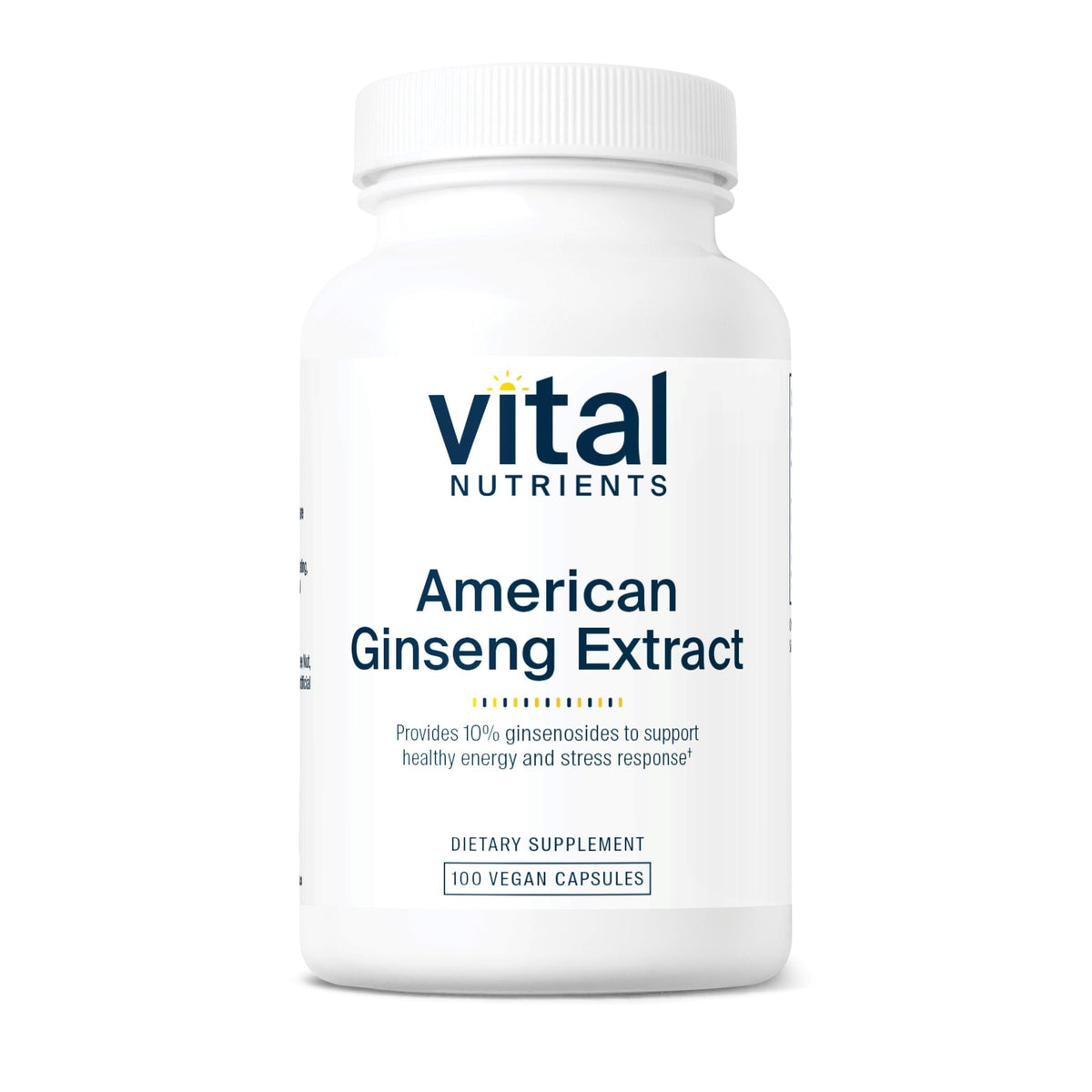 Vital Nutrients Ginseng Américain – bouteille visible, soutien potentiel d'énergie durable.