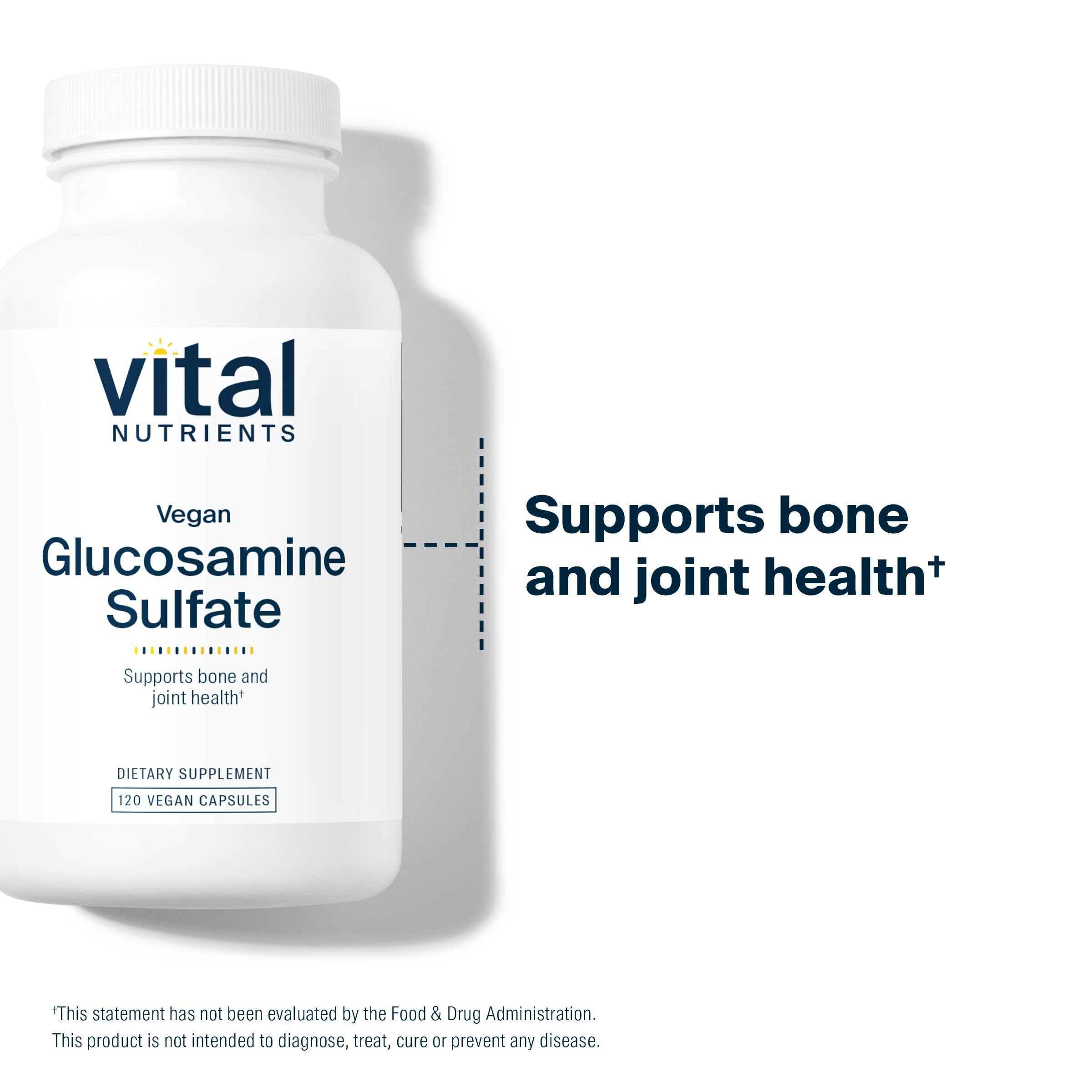 Vital Nutrients glucosamine sulfate 750mg - scène domestique montrant l’usage vegan sans allergènes.