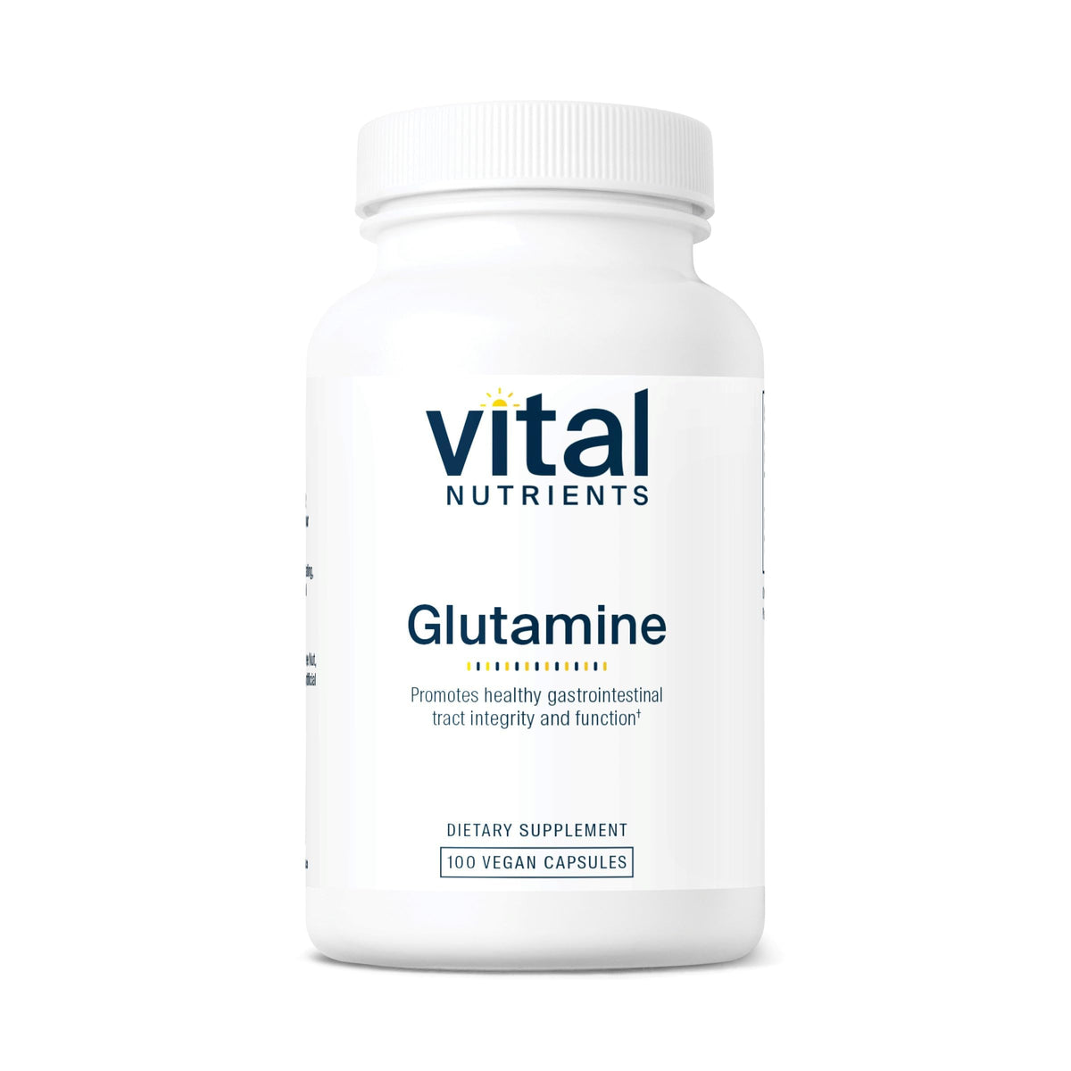 Vital Nutrients Glutamine dans une bouteille de 90 capsules, soutien digestif potentiel