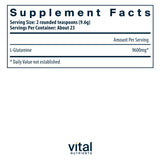 Vital Nutrients Glutamine Poudre dans l'eau, mélange rapide après l'entraînement.