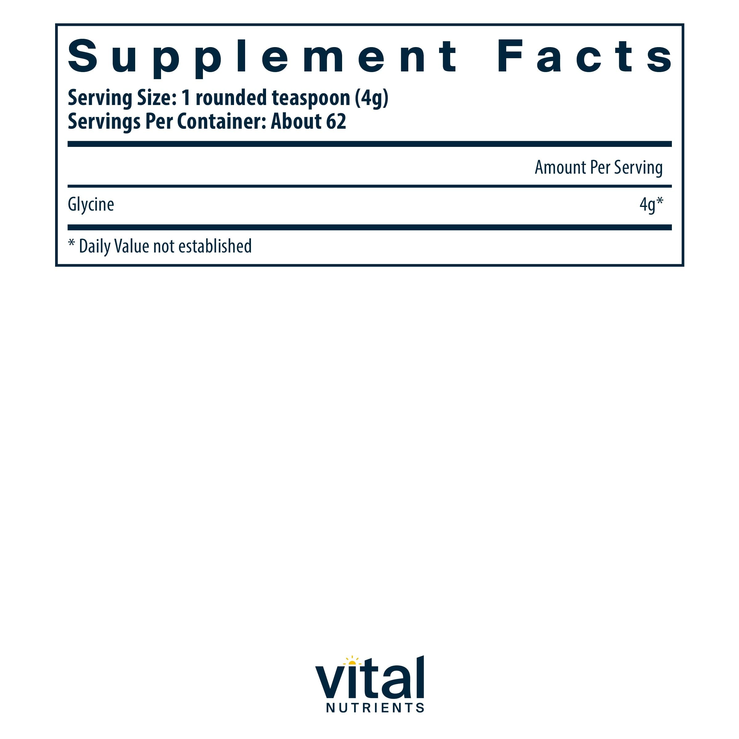 Vital Nutrients Glycine Poudre - Doseuse: mesure précise pour une utilisation quotidienne