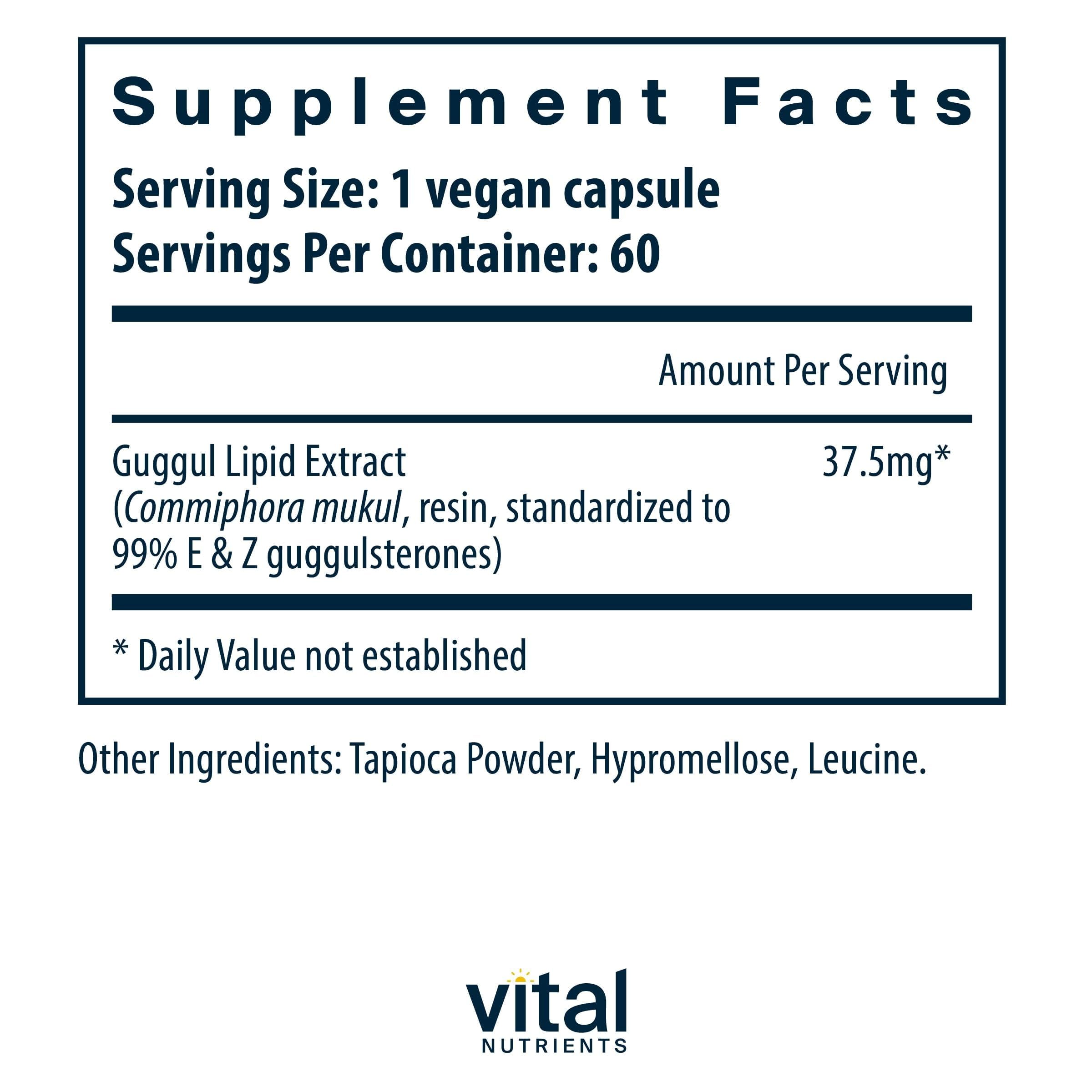 Vital Nutrients Guggul E Z, capsules, soutien peau et articulations.