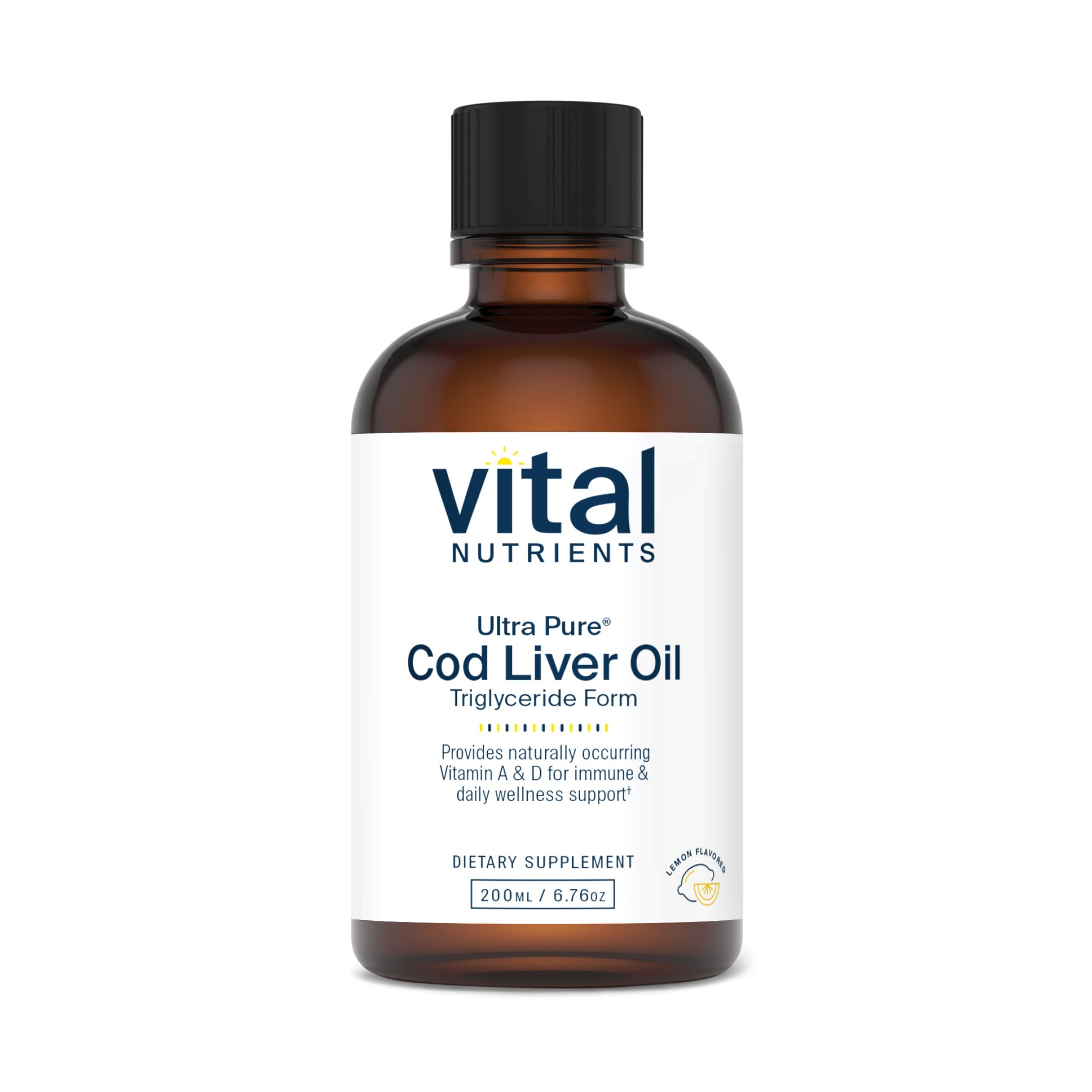 Vital Nutrients – bouteille de 200 ml d'huile de foie morue, riche en oméga-3.
