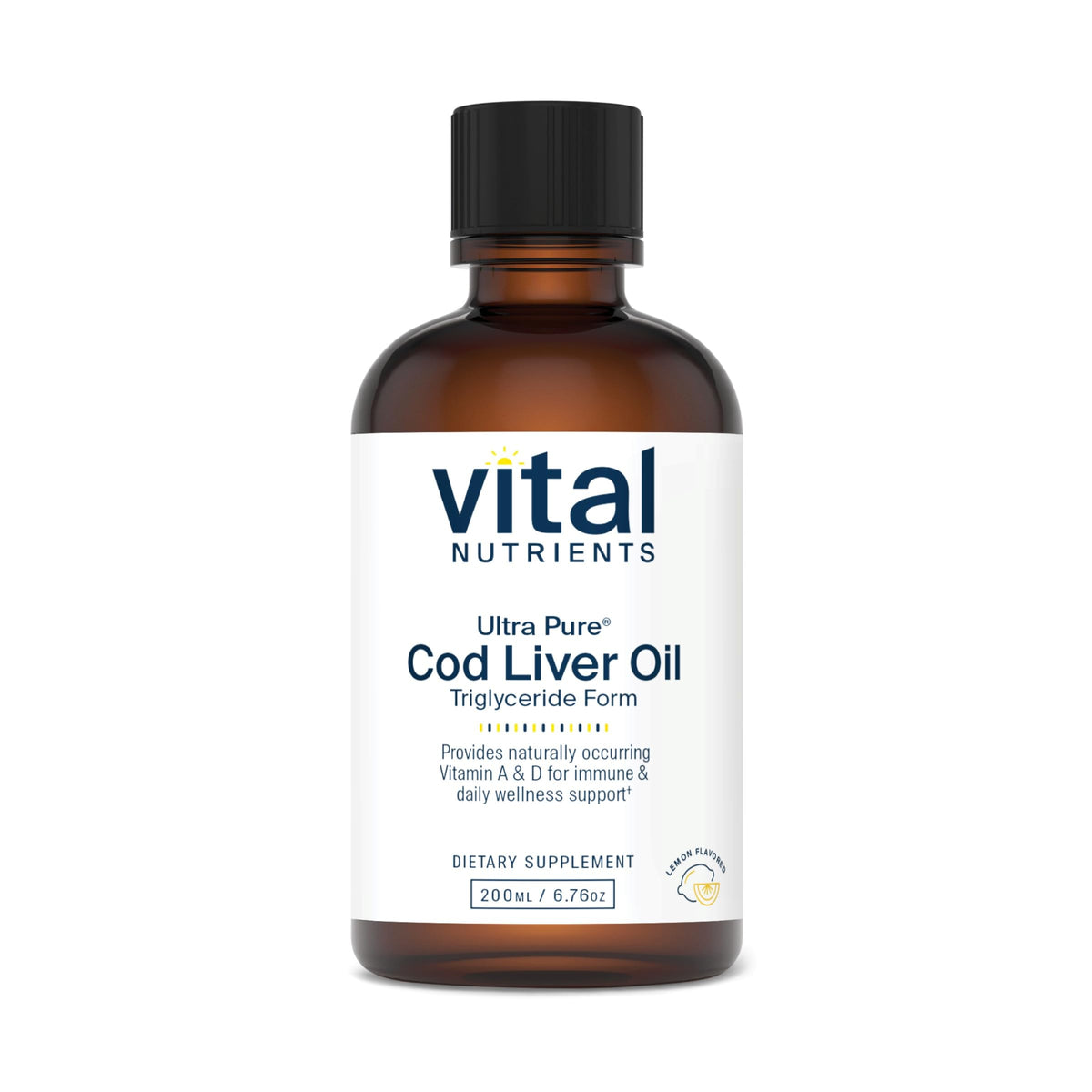Vital Nutrients – bouteille de 200 ml d'huile de foie morue, riche en oméga-3.