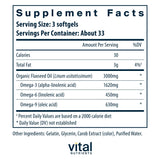 Vital Nutrients Étiquette lisible montrant la concentration élevée d'ALA.