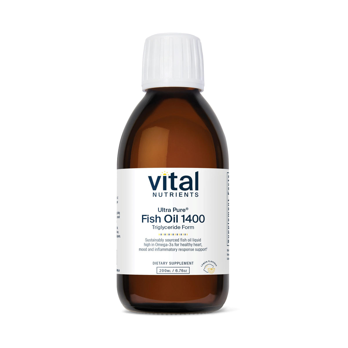 Vital Nutrients huile poisson Ultra Pure 1400 en flacon, soutien des tissus et membranes.