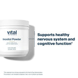 Vital Nutrients Inositol Poudre - sceau laboratoire indépendant: qualité et pureté vérifiée.