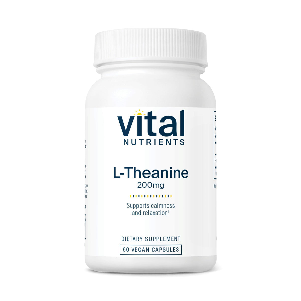 Vital Nutrients L-Theanine 200mg - bouteille pratique pour usage quotidien et détente