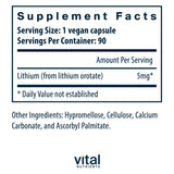 Vital Nutrients Lithium Orotate – capsules faciles à avaler pour soutien du bien-être mental