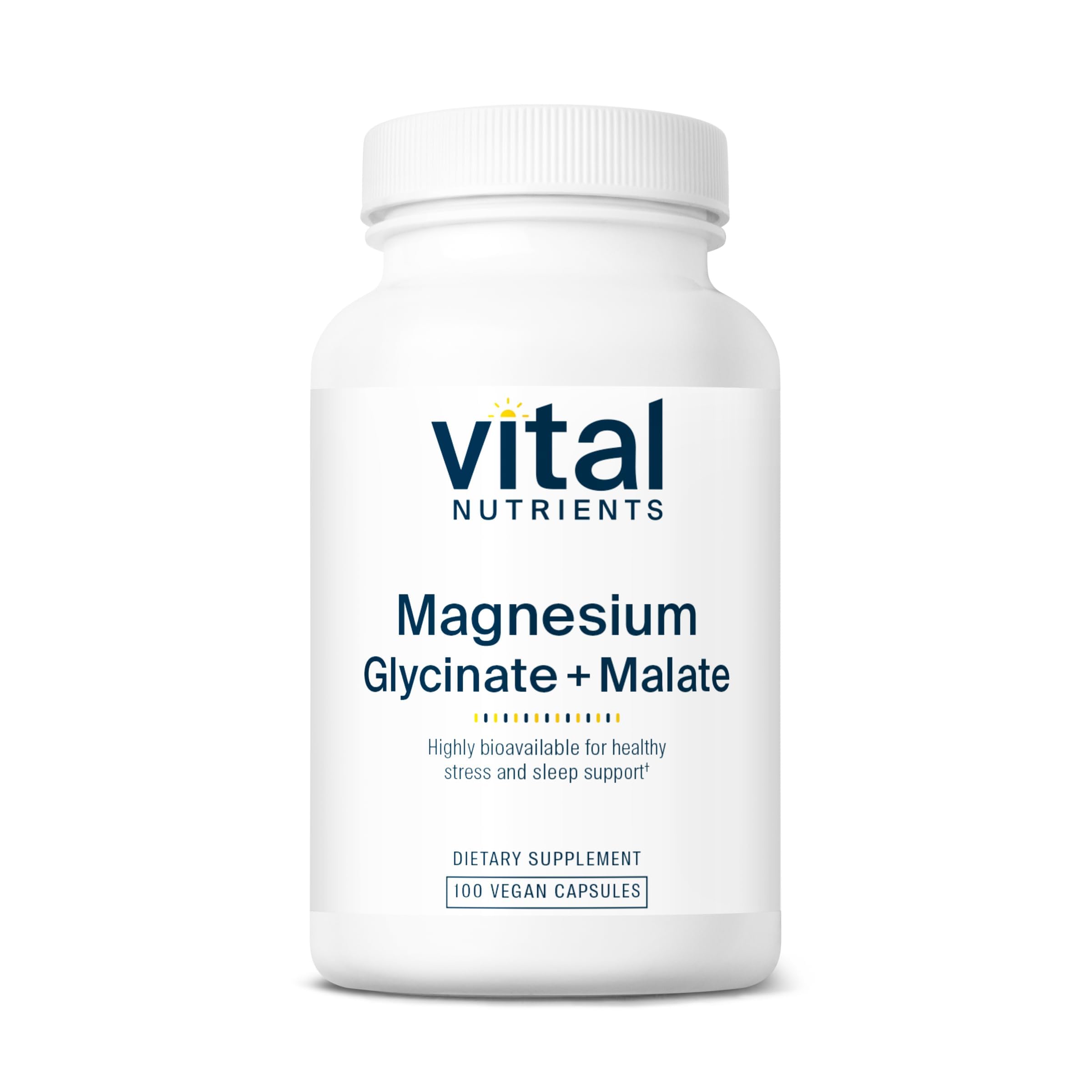 Vital Nutrients Magnésium Glycinate Malate – bouteille-capules, soutien relaxation et récupération musculaire