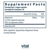 Vital Nutrients Magnésium Glycinate Malate – capsules blanches, absorption douce et confort intestinal