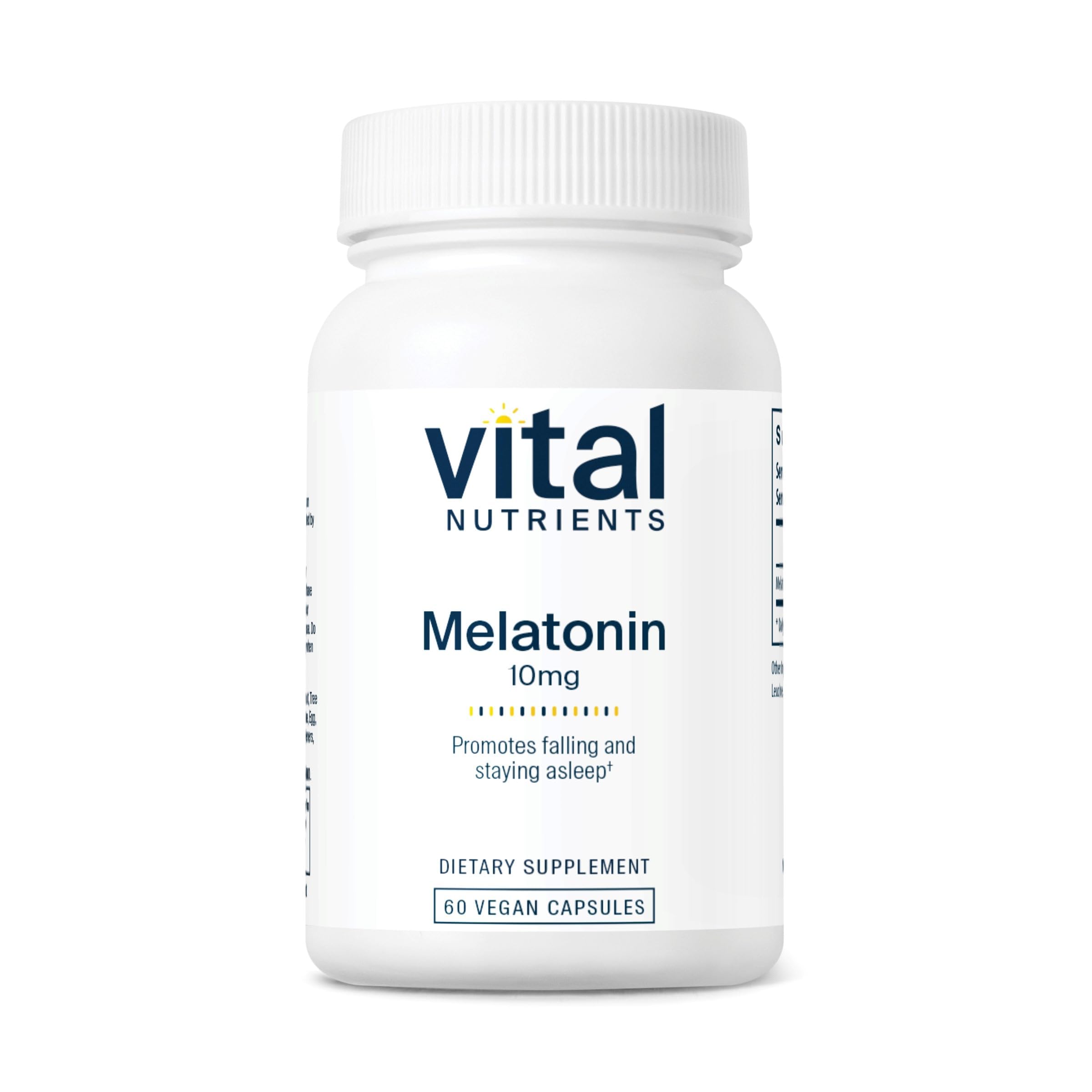Vital Nutrients Mélatonine 10 mg – bouteille, soutien possible au cycle sommeil naturel.