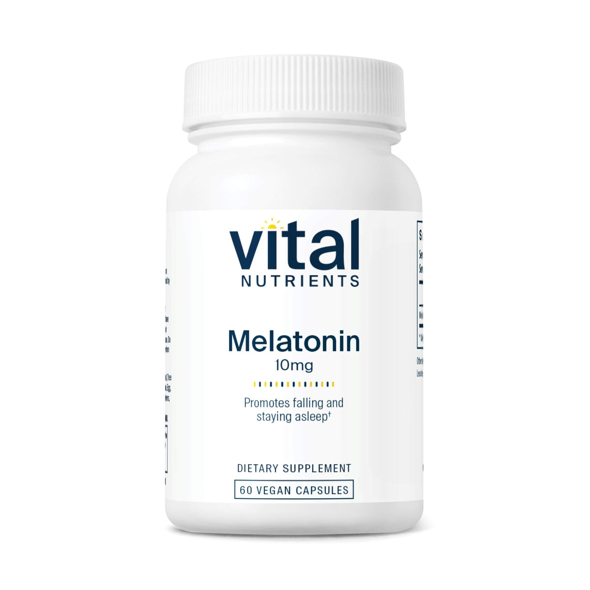 Vital Nutrients Mélatonine 10 mg – bouteille, soutien possible au cycle sommeil naturel.