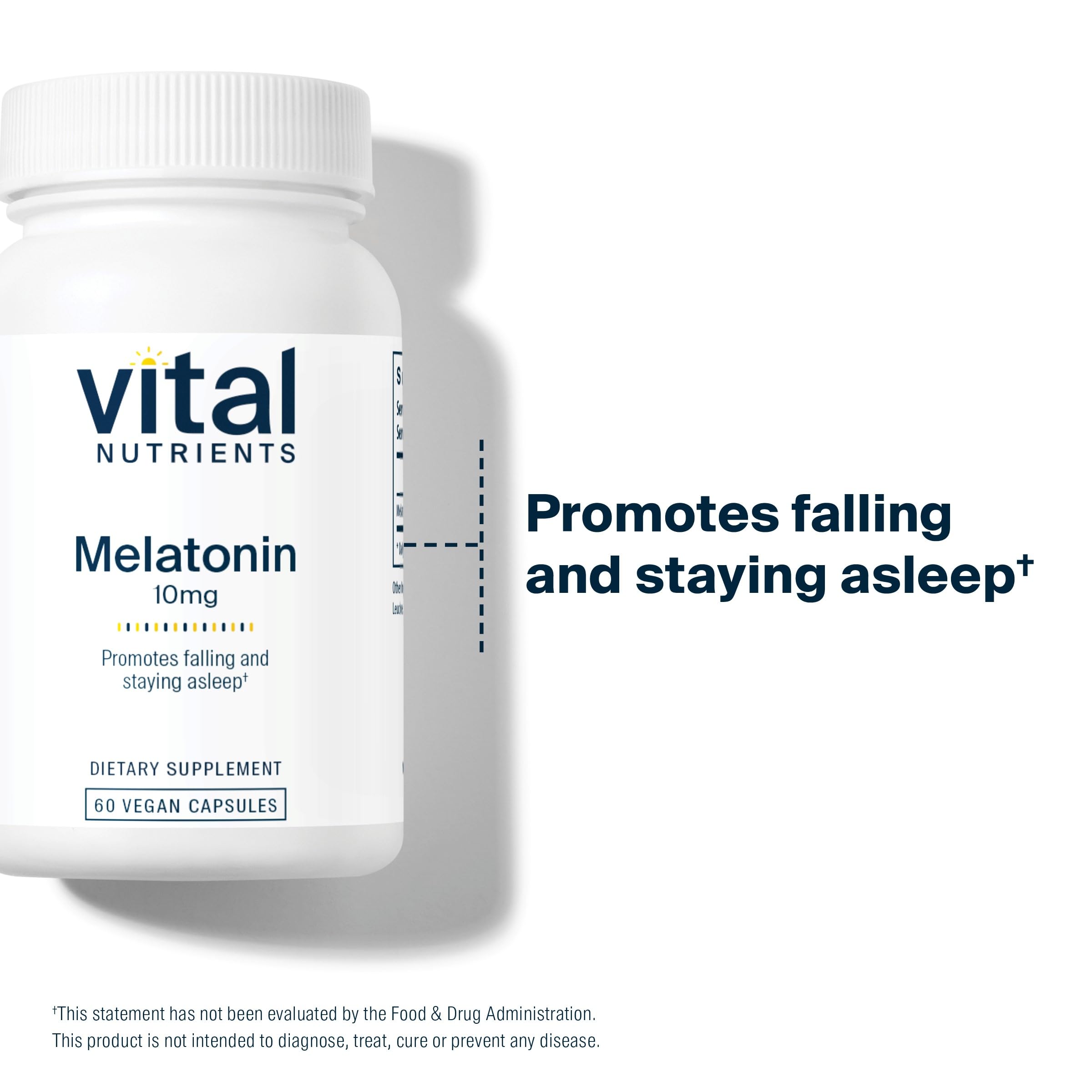 Vital Nutrients Mélatonine 10 mg – boîte prête pour le voyage, soutien du sommeil lors des déplacements.