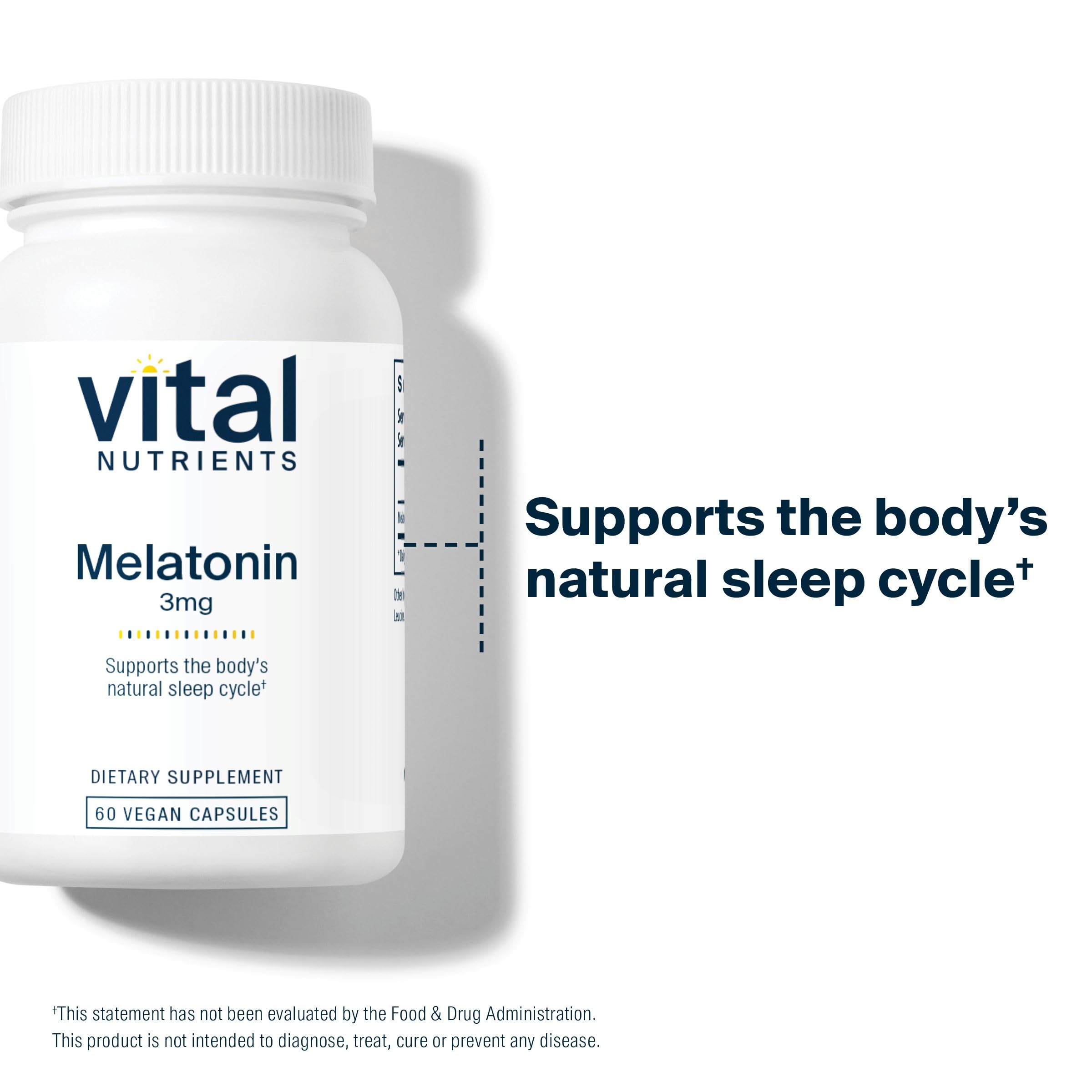 Vital Nutrients Mélatonine 3mg — Soutien potentiel du rythme naturel.
