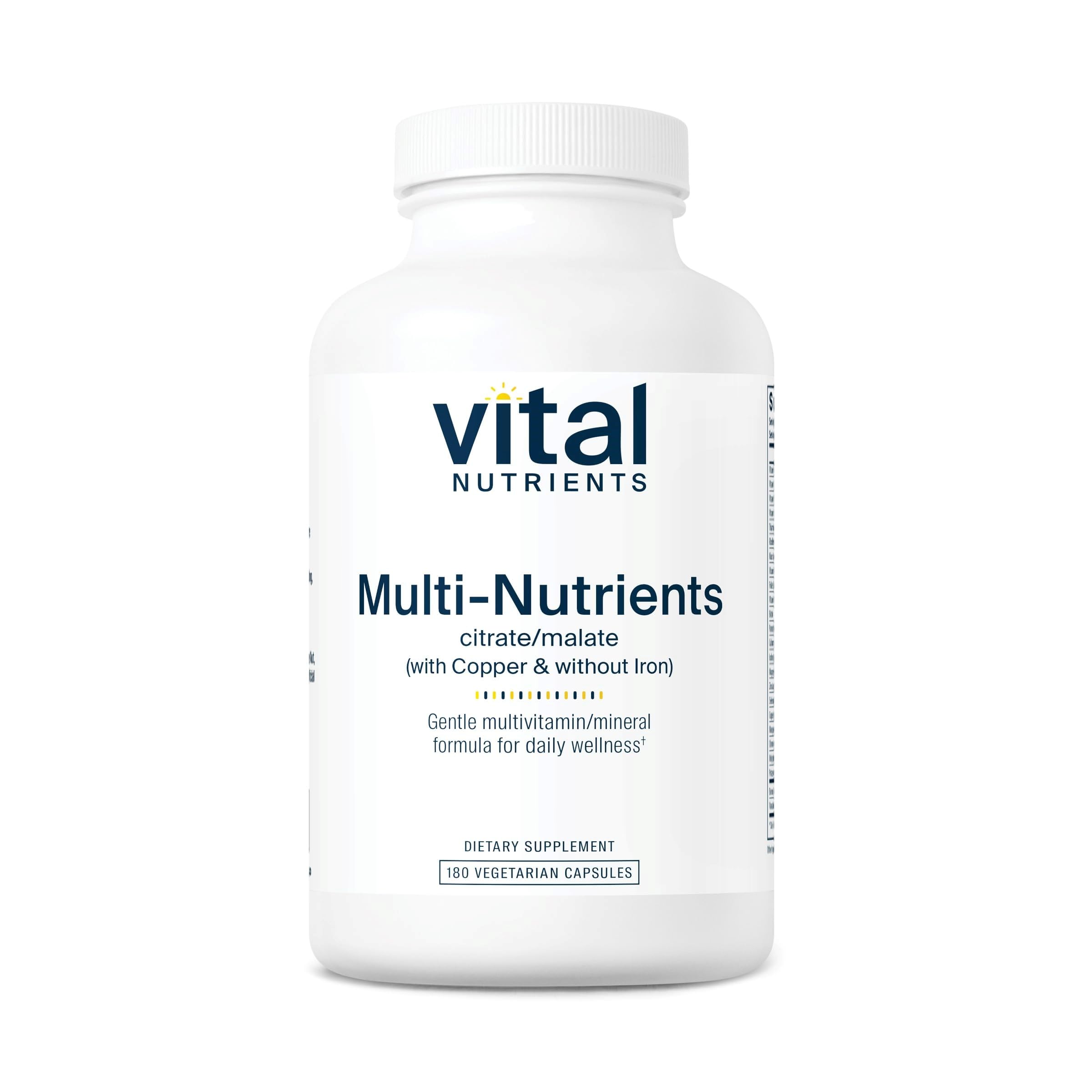 Vital Nutrients Multi-Nutrients 2 — bouteille et étiquette, soutien nutritionnel quotidien possible.