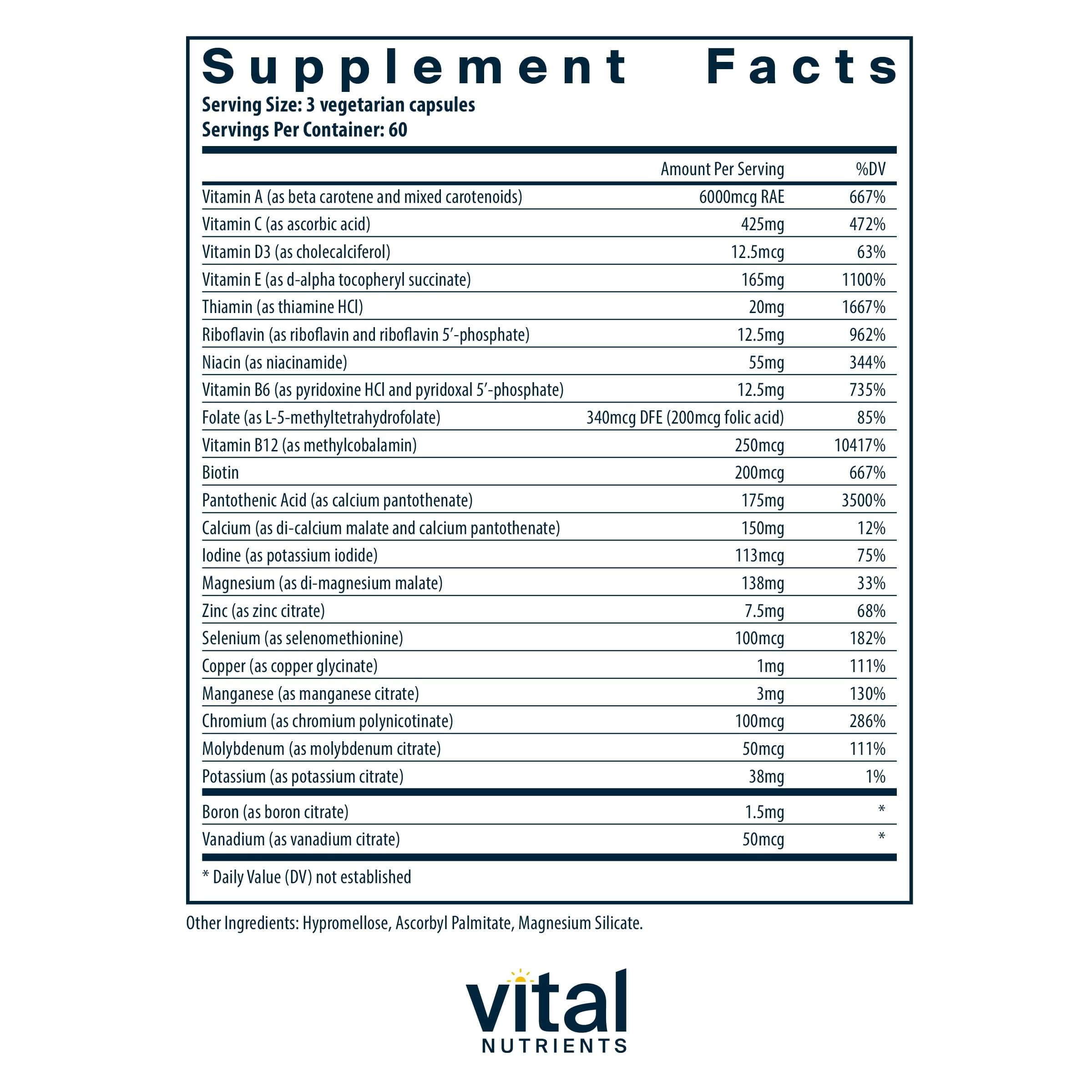 Vital Nutrients Multi-Nutrients 2 — gélules végétariennes faciles à avaler pour une routine saine.