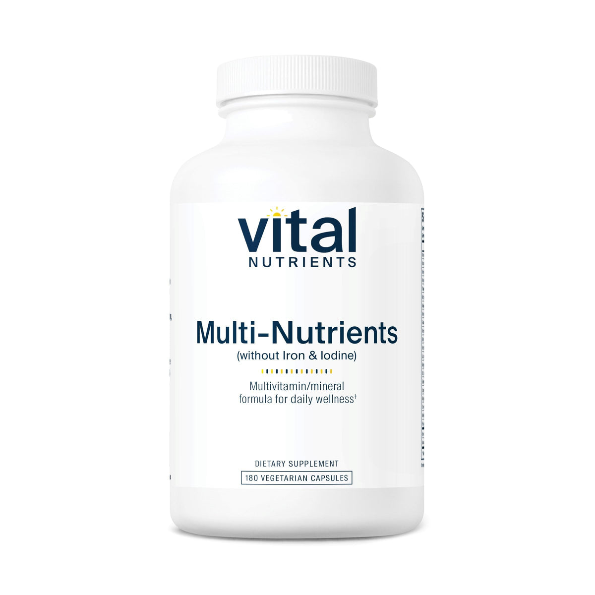 Vital Nutrients Multi-Nutrients: bouteille de capsules facile à prendre au quotidien.