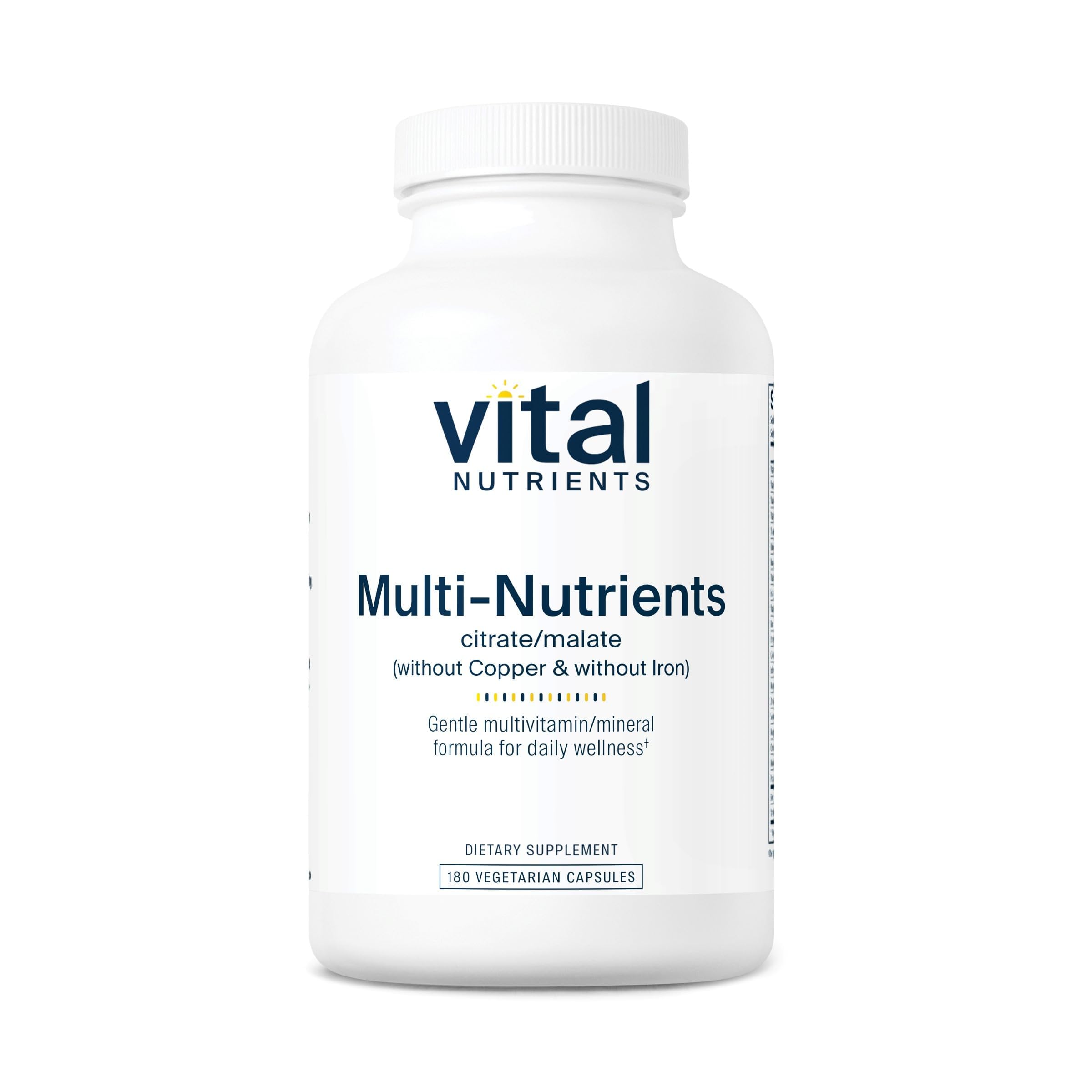 Vital Nutrients Multi-Nutrients en bouteille, prise quotidienne facile.