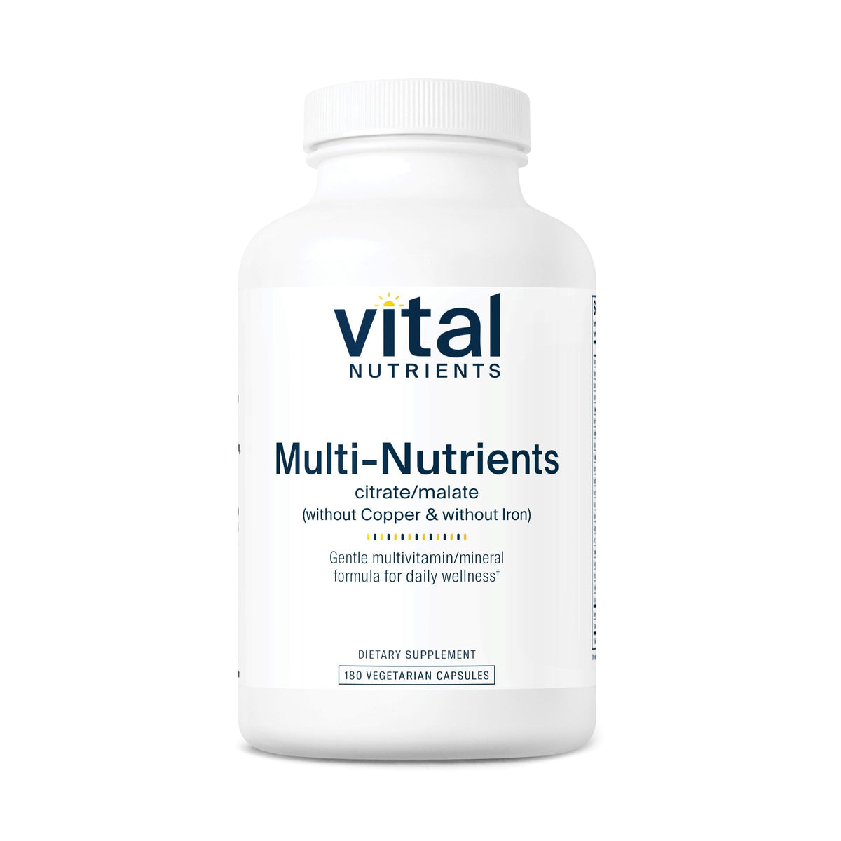 Vital Nutrients Multi-Nutrients en bouteille, prise quotidienne facile.