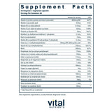 Vital Nutrients Multi-Nutrients : étiquette montrant la formule citrate/malate.