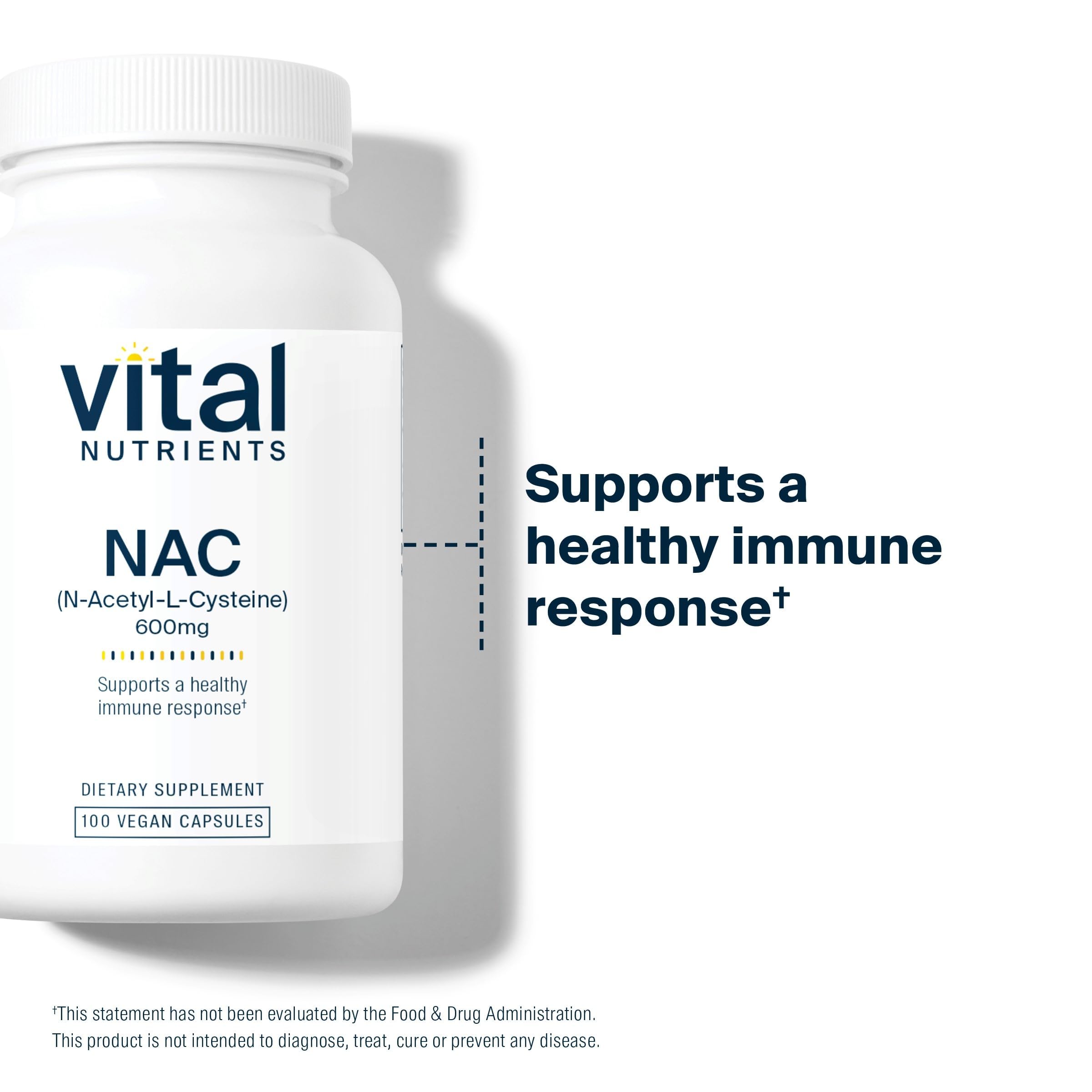 Vital Nutrients NAC 600mg - emballage détaillé: information claire et transparente.