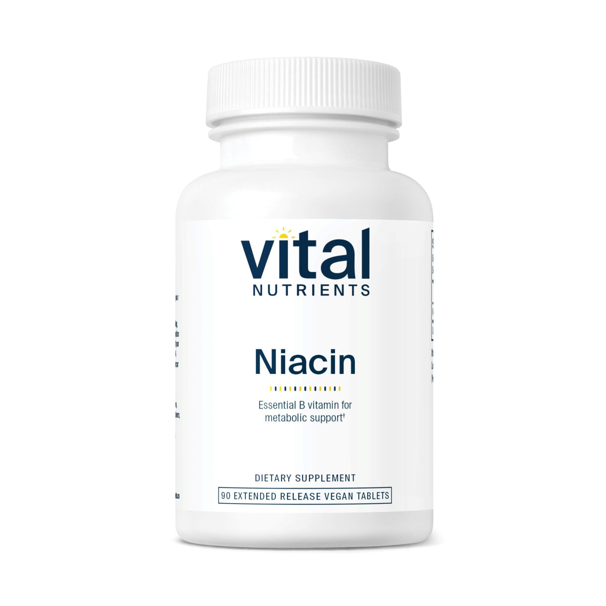 Vital Nutrients Niacin 500 mg — bouteille, libération retardée, soutien potentiel au métabolisme et énergie