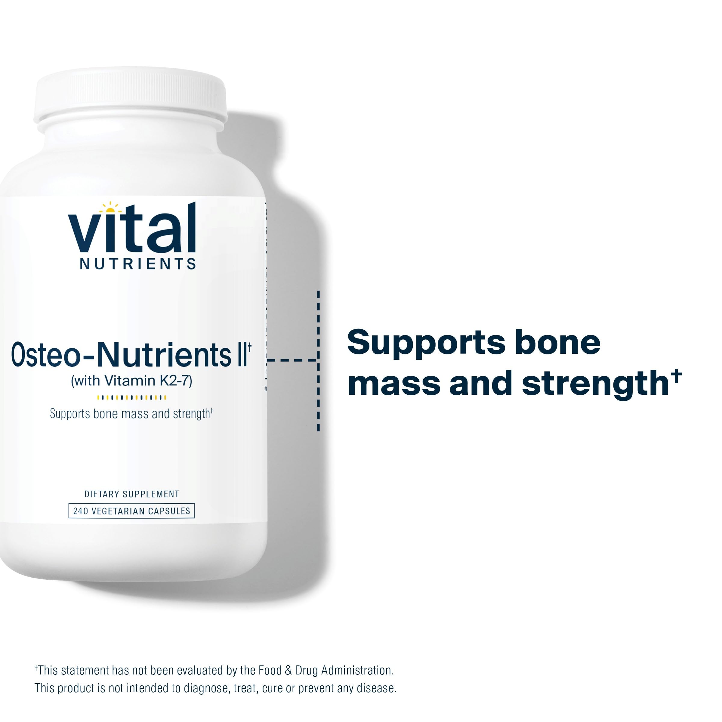 Prise quotidienne Vital Nutrients Osteo-Nutrients II, pratique et sans allergènes.