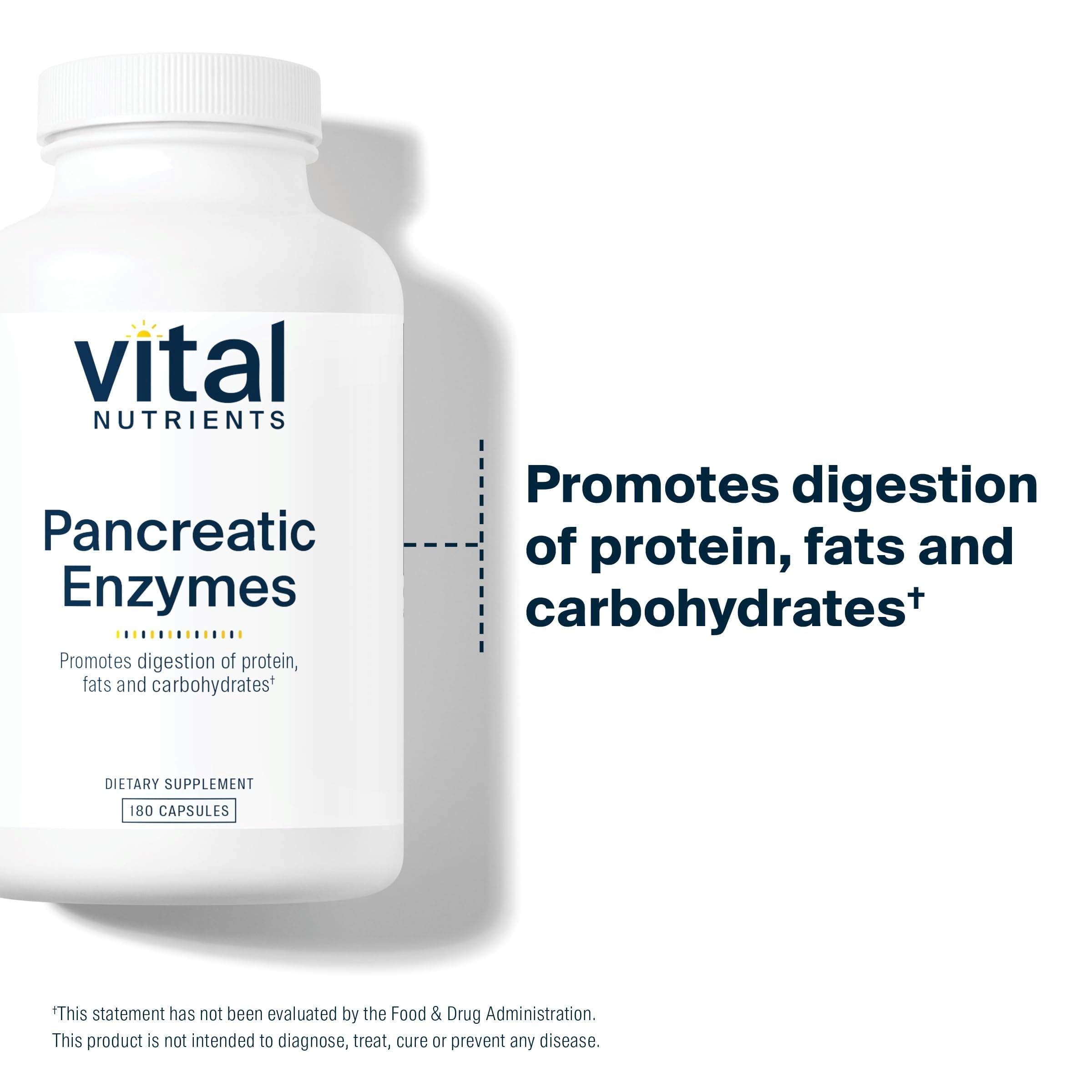 Vital Nutrients Pancréatiques : ingrédients protéase-amylase-lipase pour une digestion efficace.