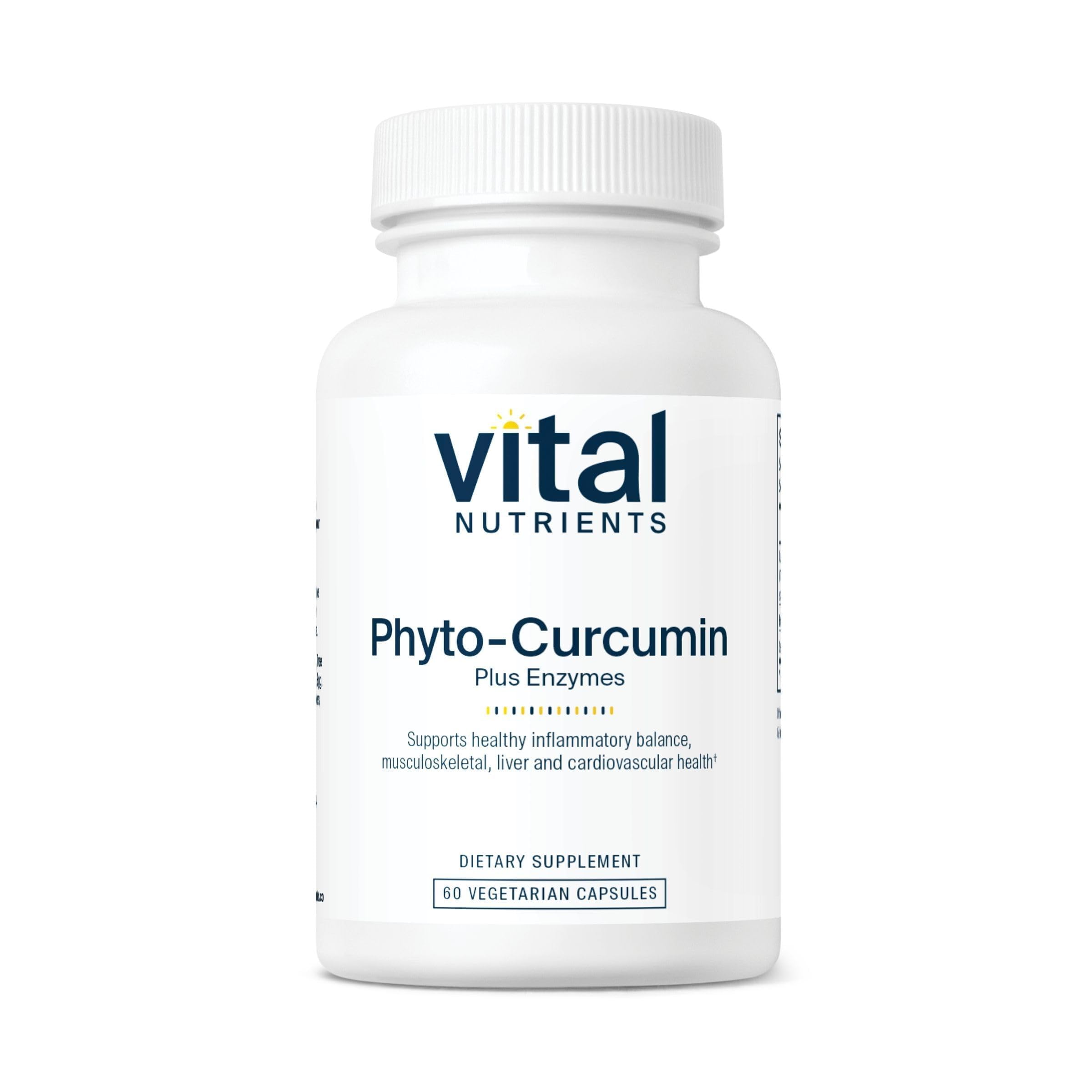 Vital Nutrients Phyto-Curcumin, bouteille de capsules, soutien potentiel à la mobilité.