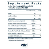 Vital Nutrients Poudre Fusion Fibres Complètes versée dans un verre, intégration facile.