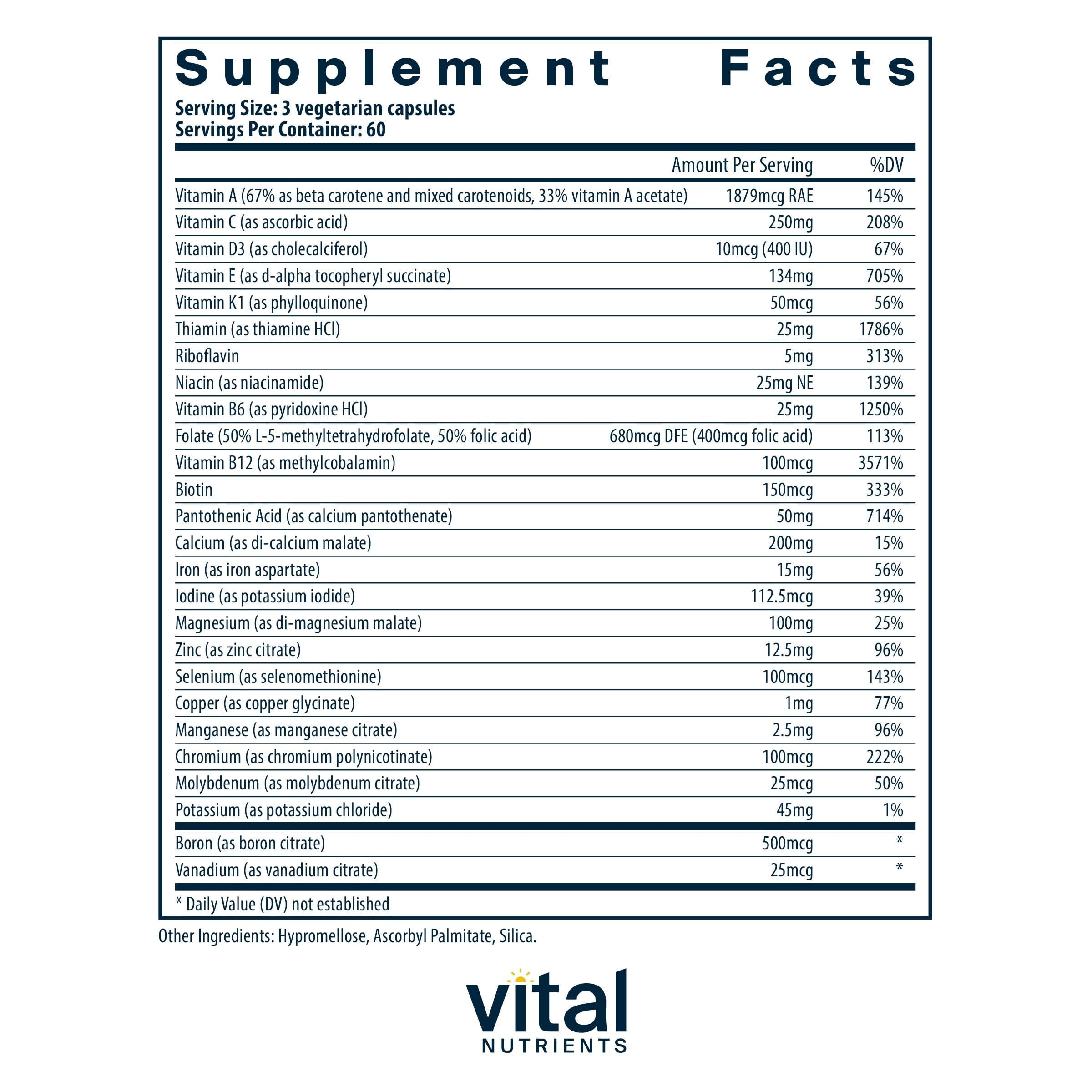Vital Nutrients Pré-natal: bouteille pratique et facile à transporter