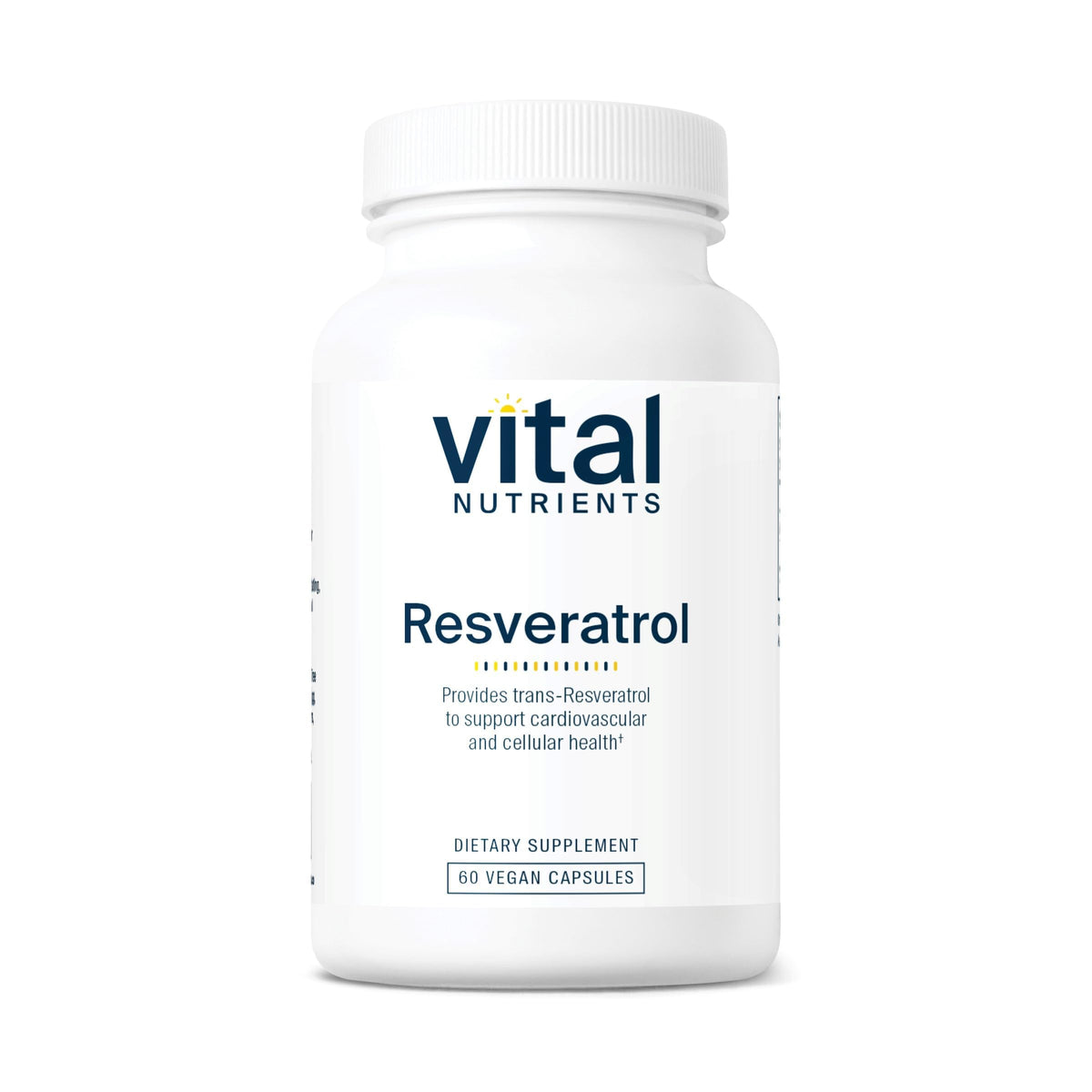 Bouteille Vital Nutrients Résveratrol prête à l’emploi pour la santé générale.