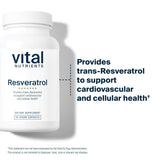 Gélules Résveratrol Vital Nutrients faciles à avaler pour un usage quotidien.