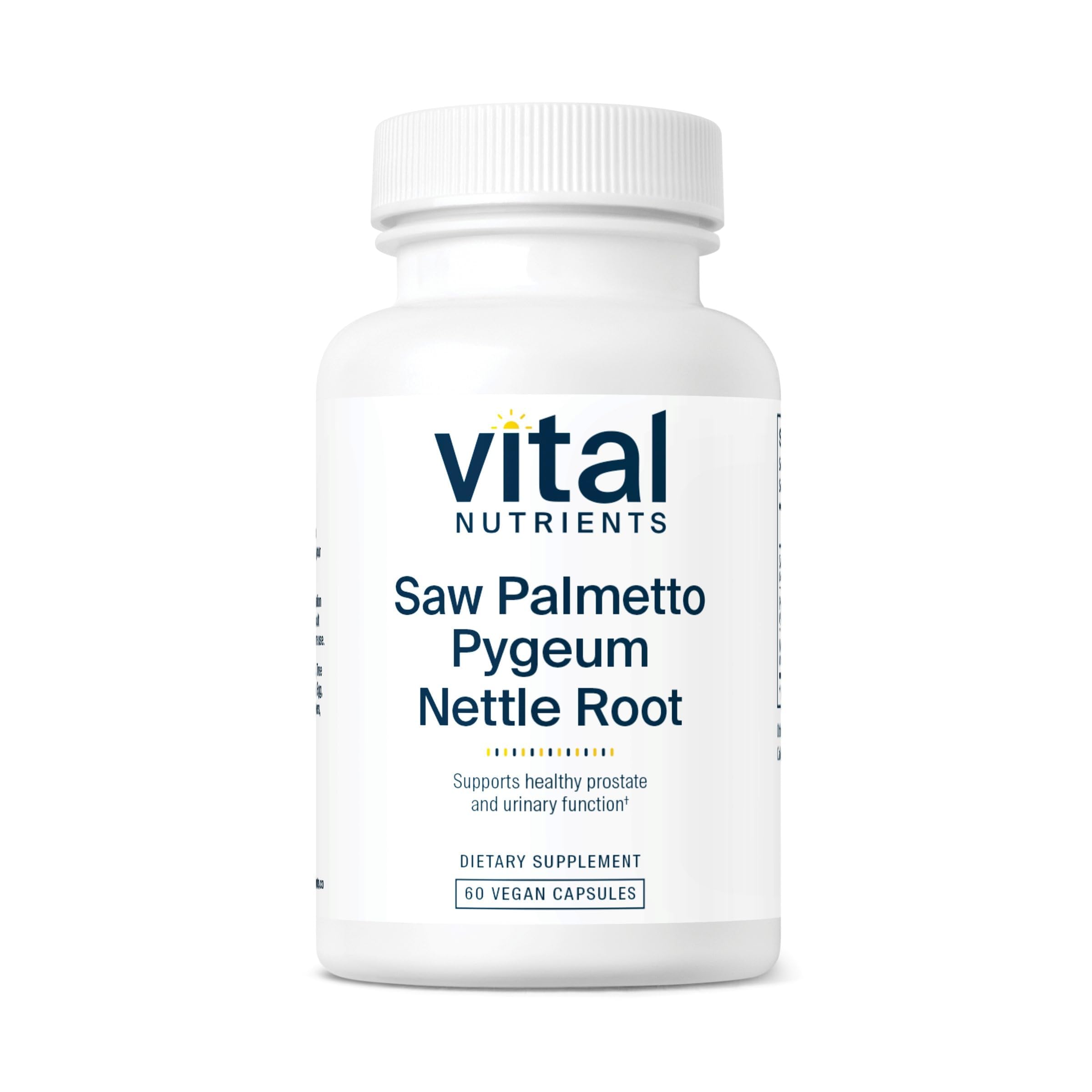 Vital Nutrients Saw Palmetto, bouteille de gélules, soutien possible de la fonction prostatique masculine.